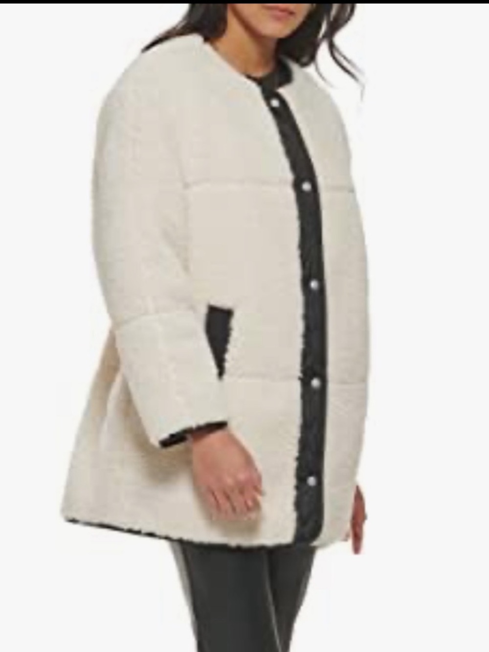 Levi's cream Sherpa Coat with Black Trim